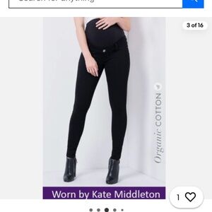 Seraphine Women's Slim Leg Black Maternity Jeans Organic Cotton Over Bump